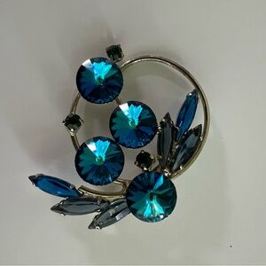 Vintage Blue Rivoli Swirl Pin